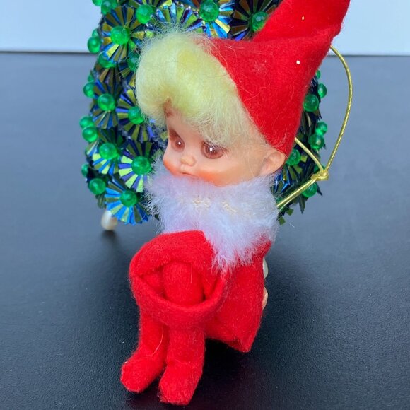 Napco Red Felt Knee Hugger Pixie Christmas Ornament - Picture 2 of 12